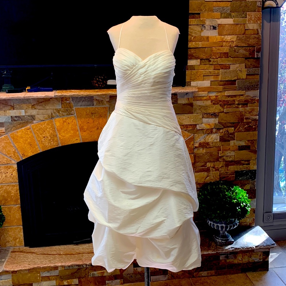NWOT Gorgeous white strapless vintage Bill Levkoff midi gown